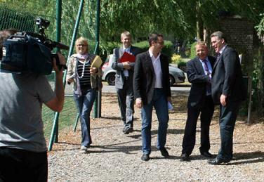 Le Ministre André Antoine à Temploux avec Tanguy Auspert et Maxime Prévot