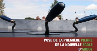 Ecole d'Andoy: pose de la première pierre