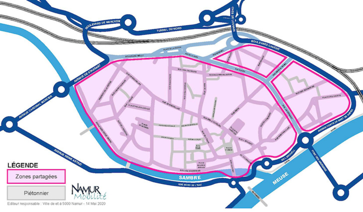 Namur-centre : une zone partagée jusqu'au 31 août