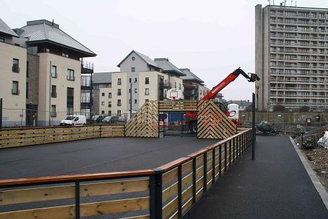 Espace Multisports de Jambes Basse-Enhaive pendant la construction Espace Multisports de Jambes Basse-Enhaive pendant la construction