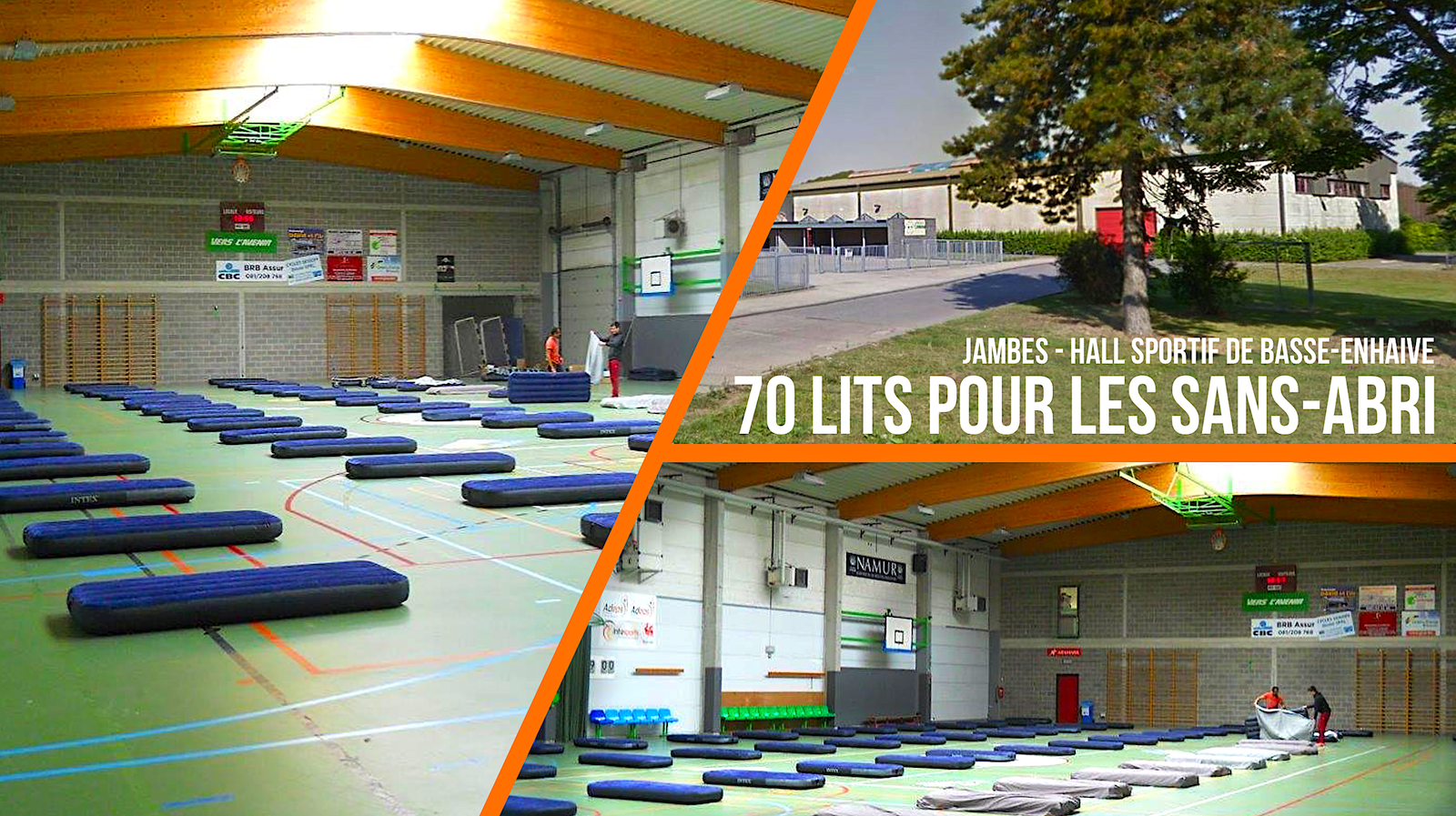Hall sportif de Jambes Basse-Enhaive : accueil des sans-abris