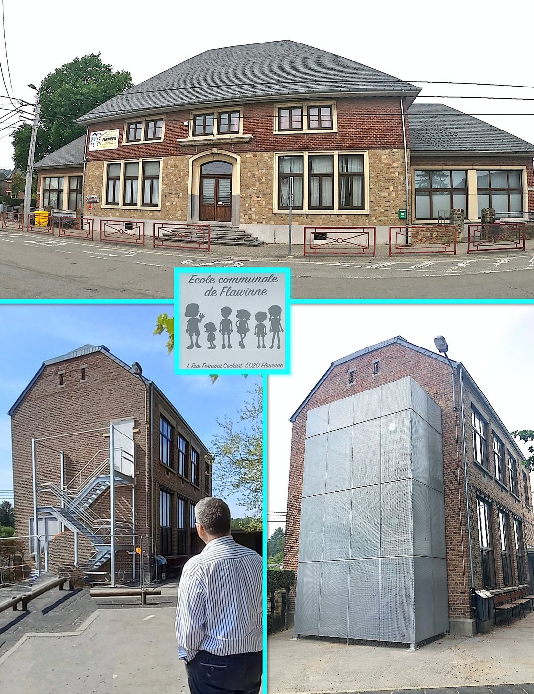 Des escaliers de secours à l'école de Flawinne Des escaliers de secours à l'école de Flawinne